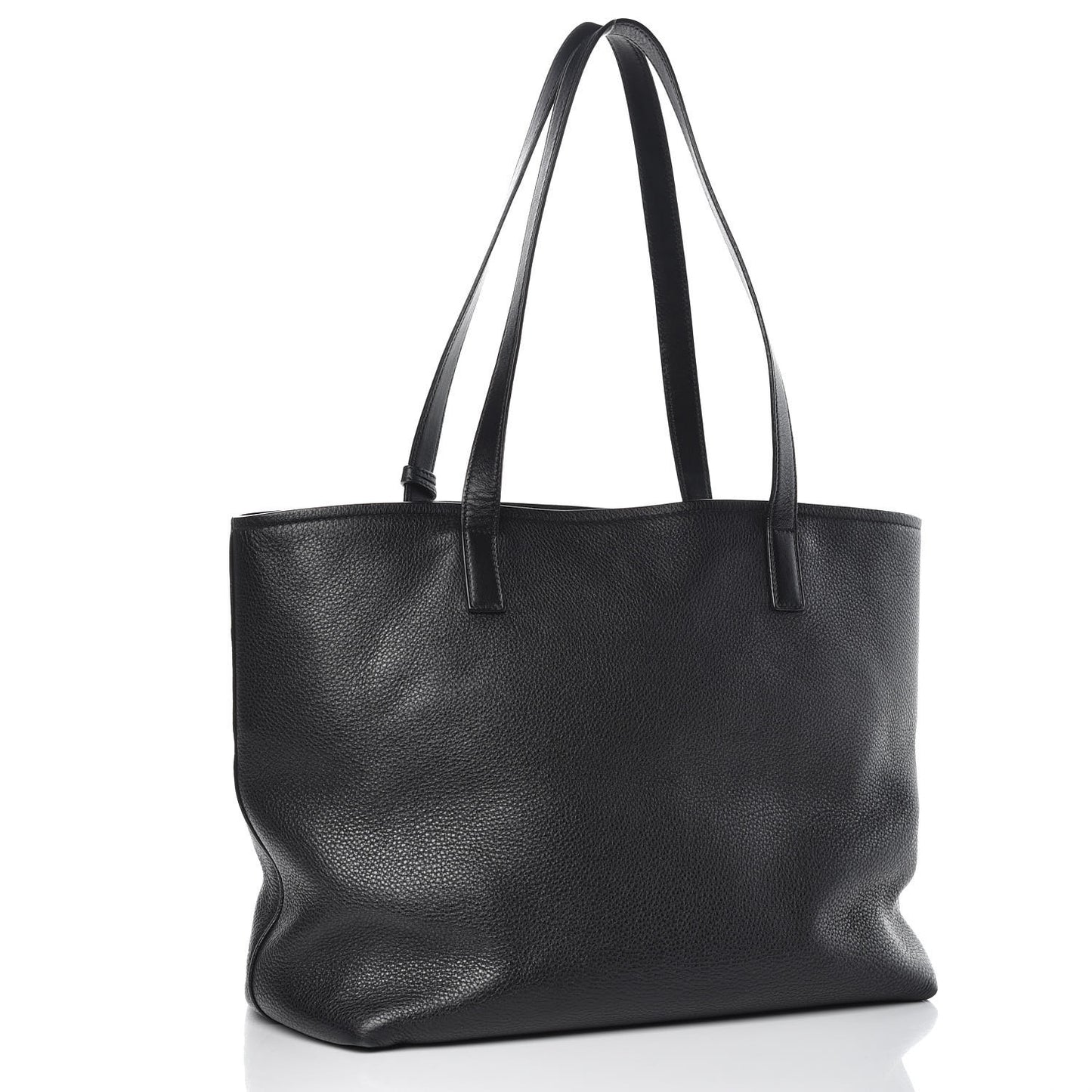 Vitello Daino Pocket Shopping Tote Black