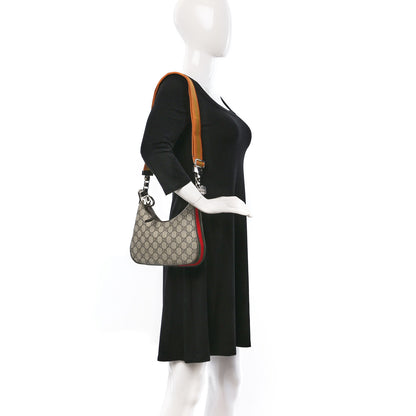 Gucci GG Supreme Monogram Textured Calfskin Web Small Attache Shoulder Bag Beige Ebony New Acero 2 of 9
