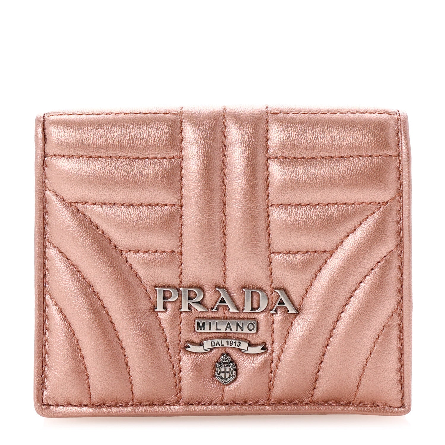 Prada Metallic Nappa Impunture Diagramme Wallet Rosa Mordore 1 of 7