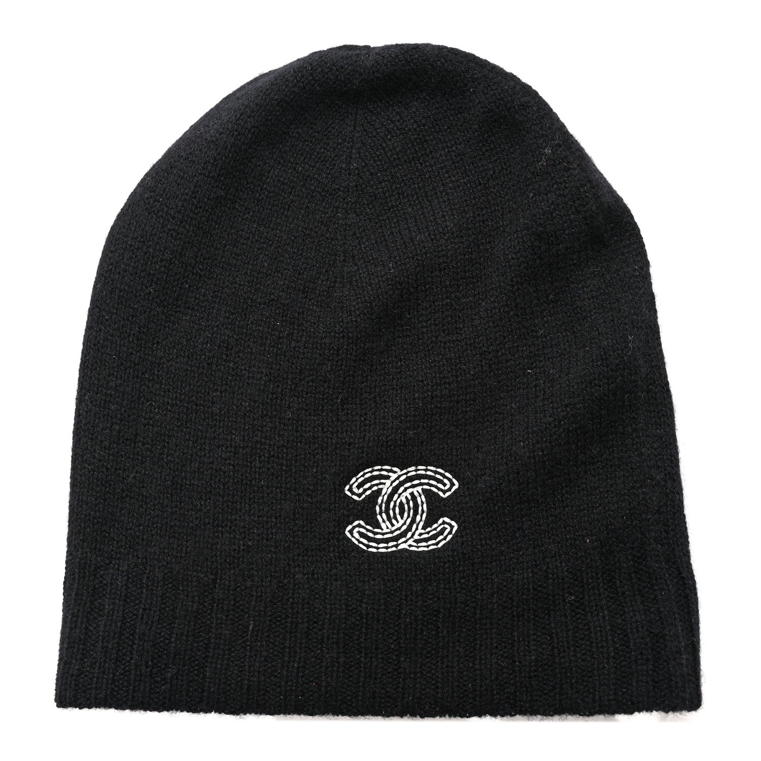 Chanel Cashmere CC Beanie Hat Black 1 of 5