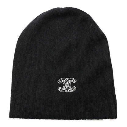 Chanel Cashmere CC Beanie Hat Black 1 of 5