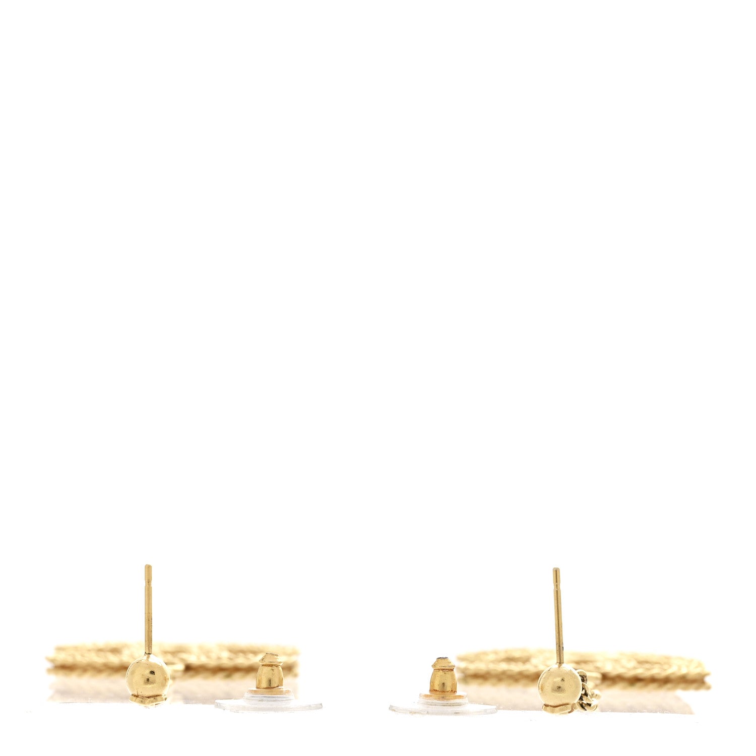 Chanel CC Drop Earrings Matte Gold 3 of 5
