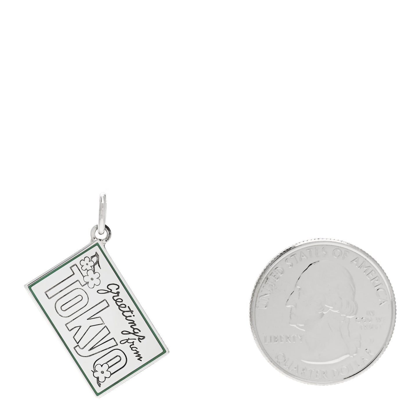 Sterling Silver Enamel Tokyo Postcard Charm Blue