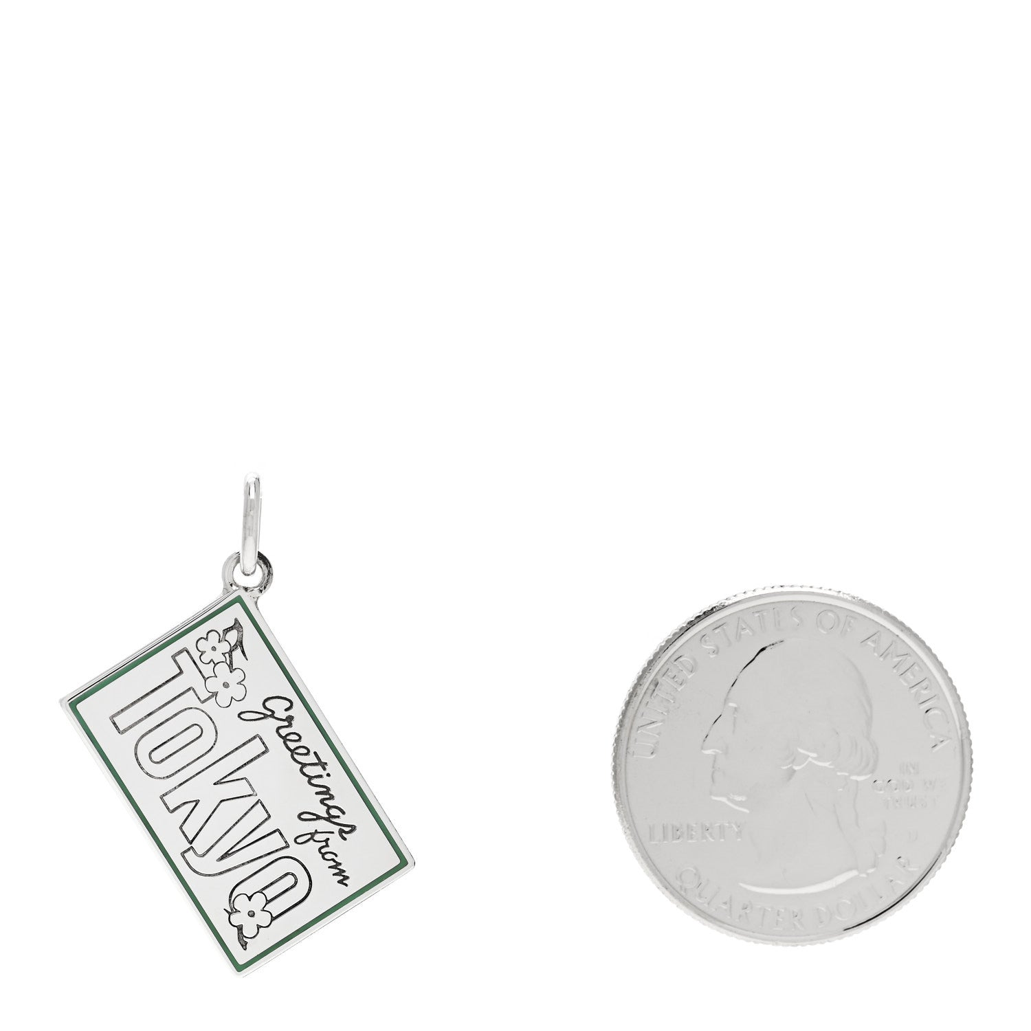 Tiffany Sterling Silver Enamel Tokyo Postcard Charm Blue 2 of 5