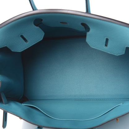 Hermes Taurillon Clemence Birkin 35 Turquoise 5 of 9
