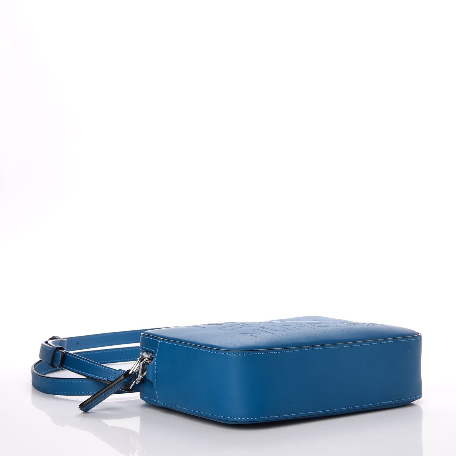 MCM Calfskin Repro Crossbody Bag Blue 4 of 16