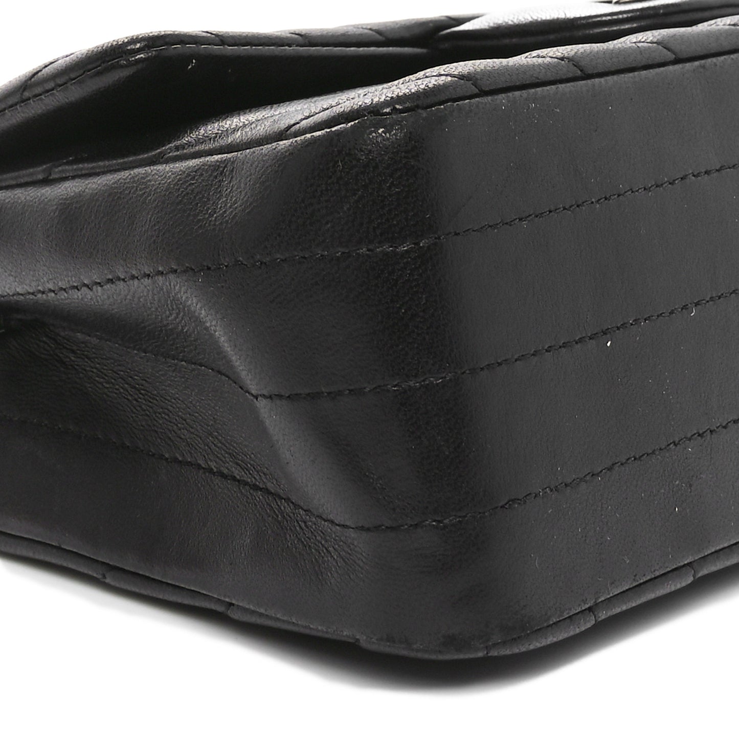 Lambskin Chevron Quilted Mini Rectangular Flap So Black