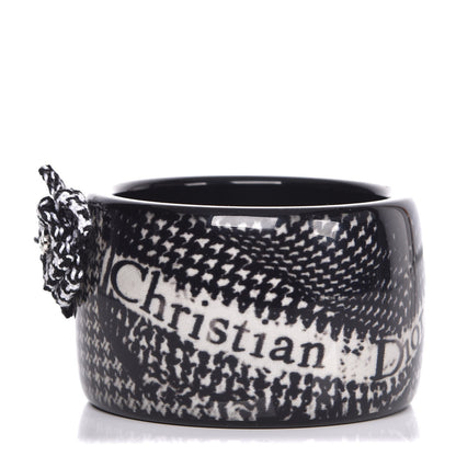 Christian Dior Resin Tweed Crystal Houndstooth Print Wide Bracelet Black 1 of 3