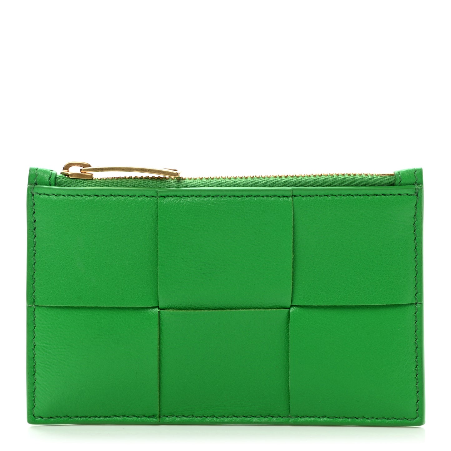 Nappa Maxi Intrecciato Zip Card Holder Parakeet