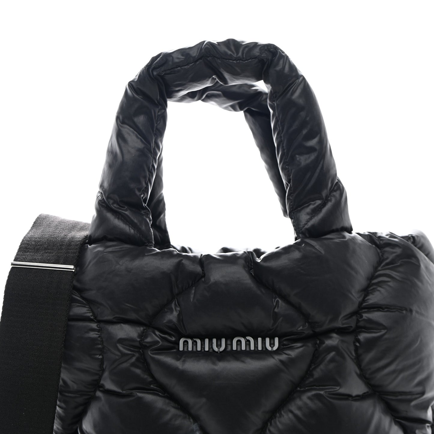 Padded Nylon Quilted Tote Black