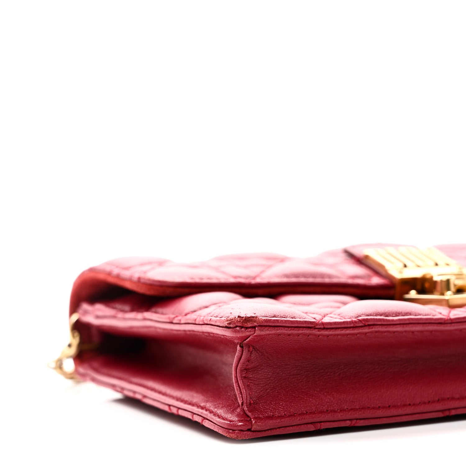 Christian Dior Lambskin Cannage Dioraddict Wallet On Chain Clutch Fuchsia 9 of 10