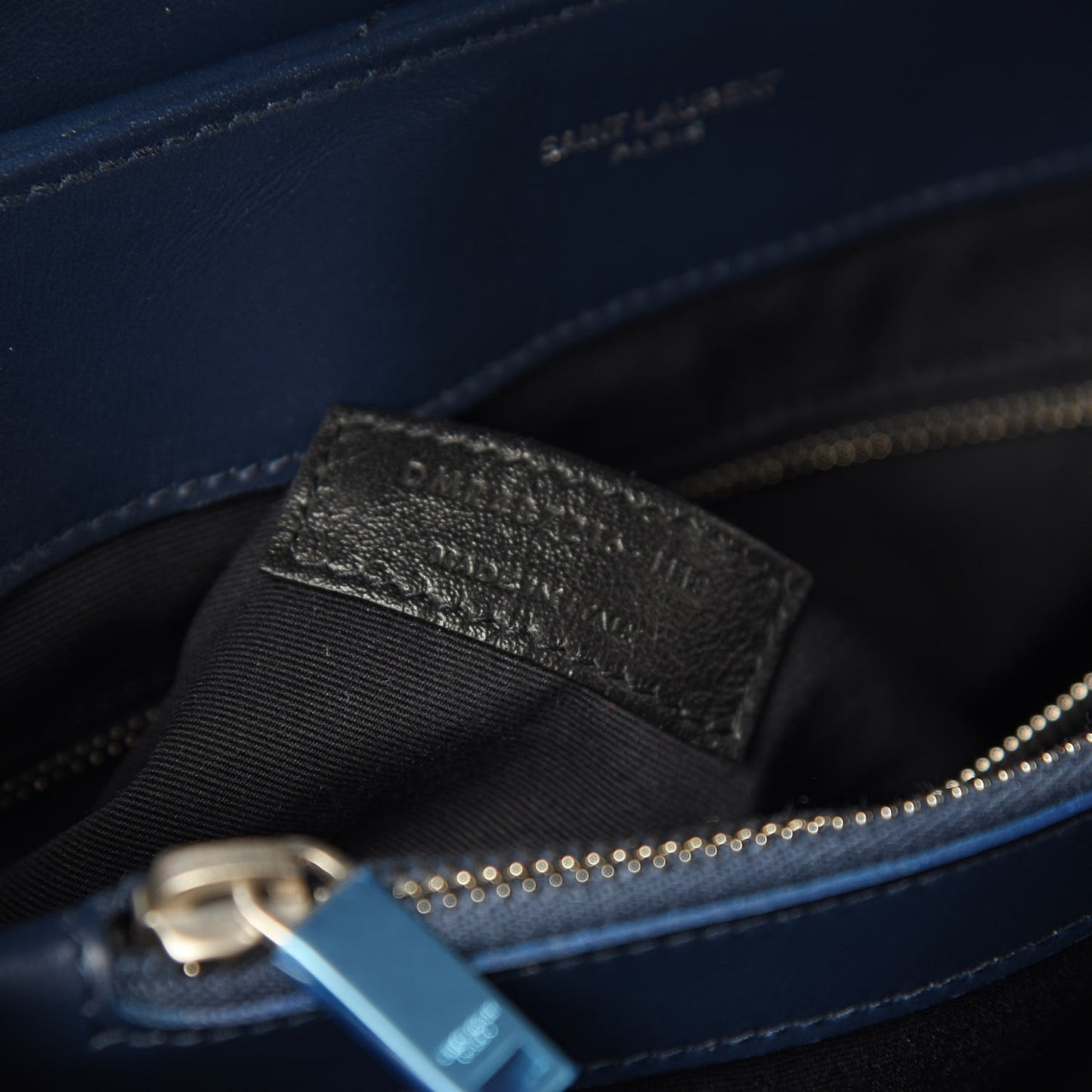Calfskin Y Quilted Monogram Medium Loulou Chain Satchel Denim Blue