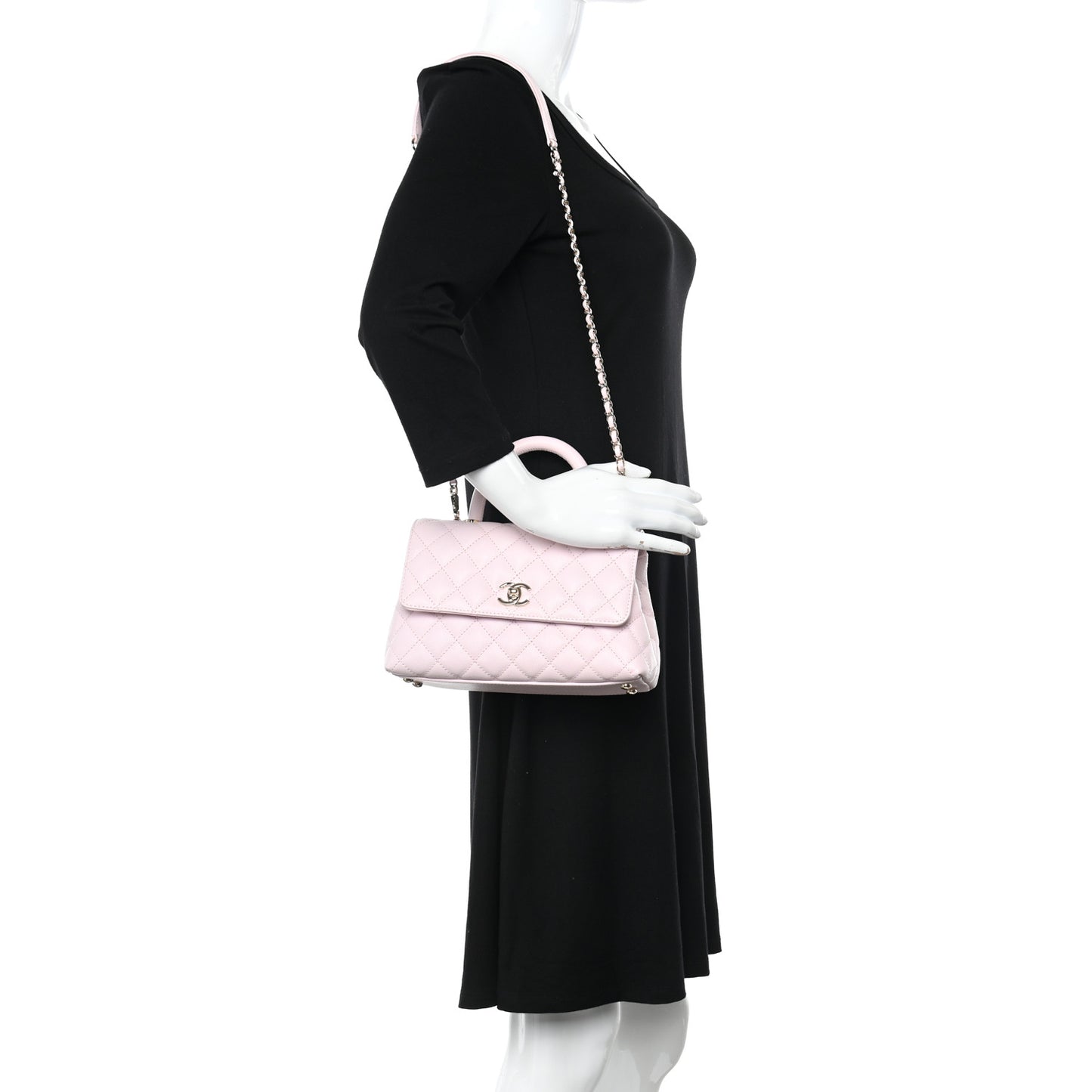 Caviar Quilted Mini Coco Handle Flap Light Pink