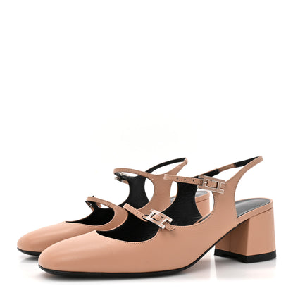 Hermes Goatskin Jackie 50 Pumps 38 Rose Antique 4 of 11