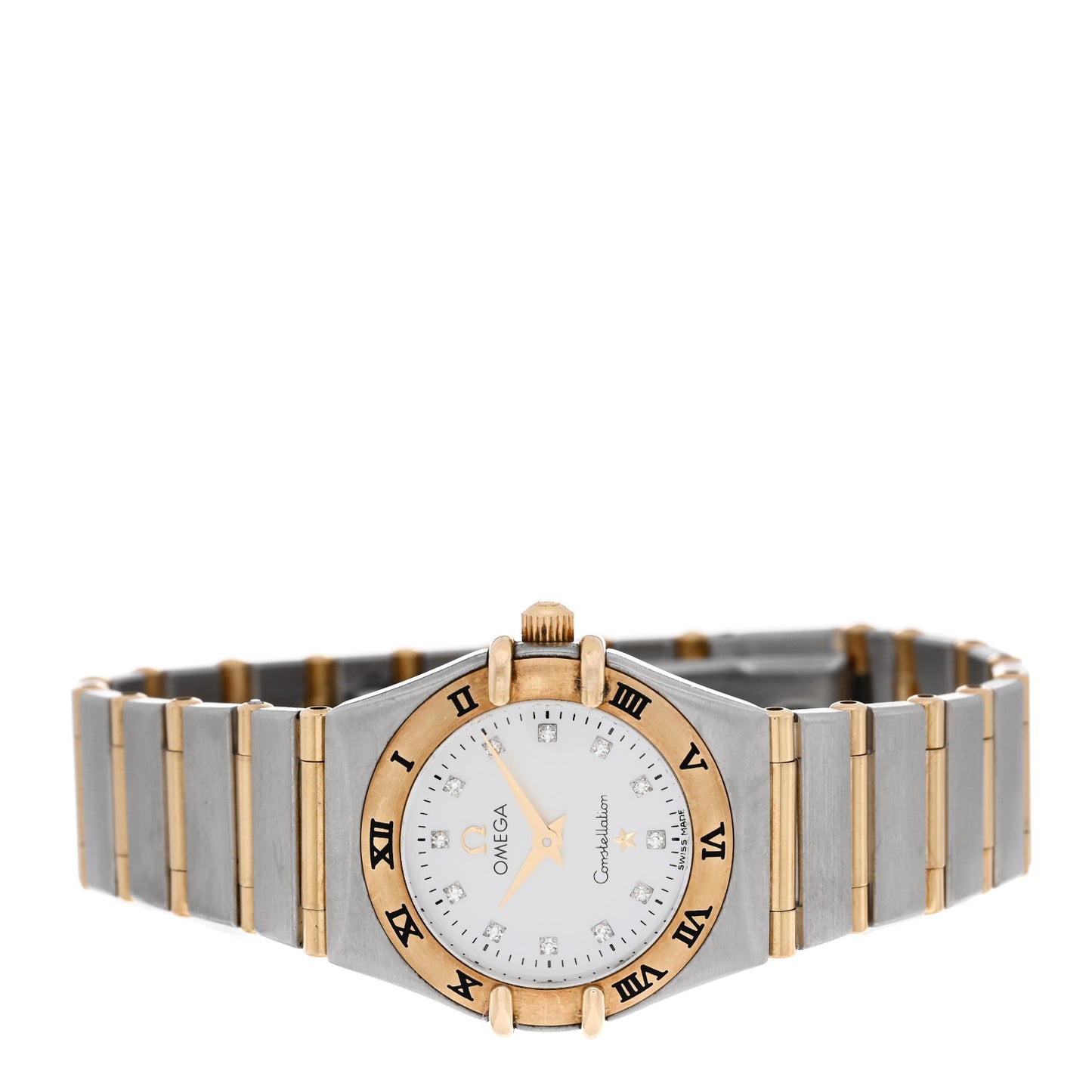 Stainless Steel 18K Yellow Gold Diamond Mother of Pearl 22mm Constellation Quartz Watch 1262.75