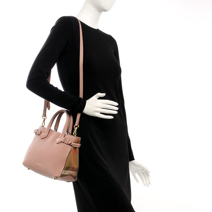 Burberry Grainy Calfskin House Check Small Banner Tote Nude Blush 3 of 8