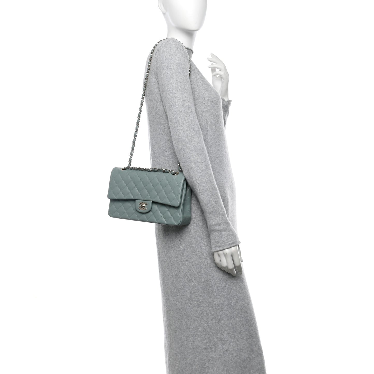 Caviar Quilted Medium Double Flap Dark Green