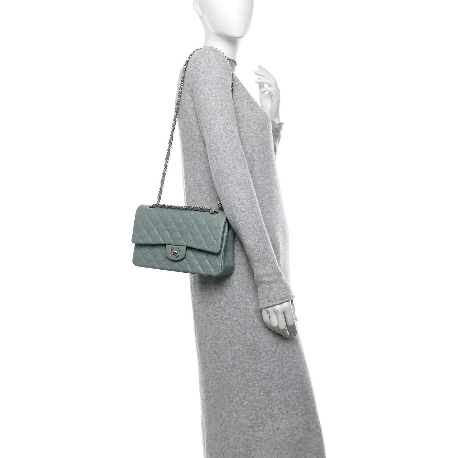 Chanel Caviar Quilted Medium Double Flap Dark Green 2 of 11
