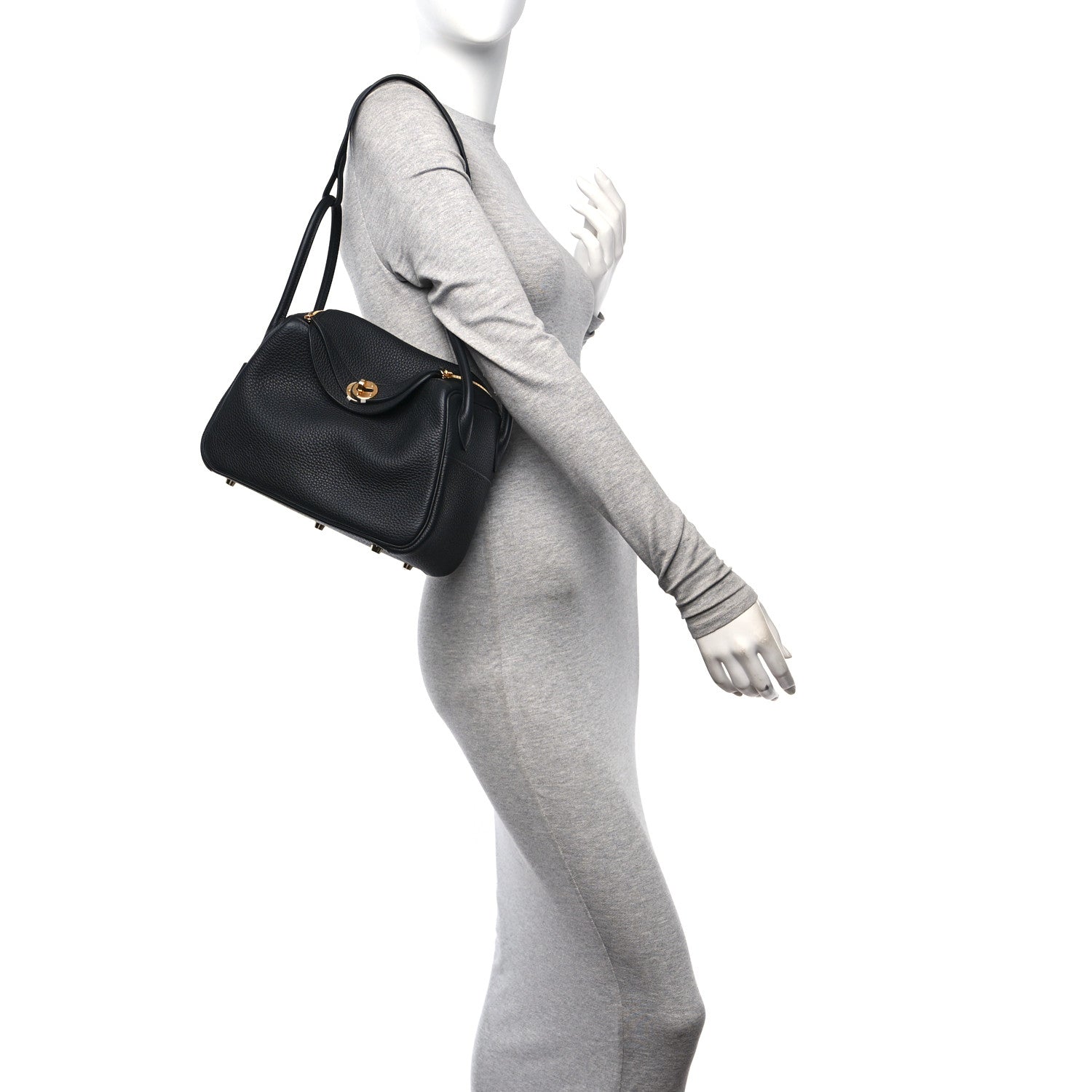 Hermes Taurillon Clemence Lindy 26 Black 2 of 11