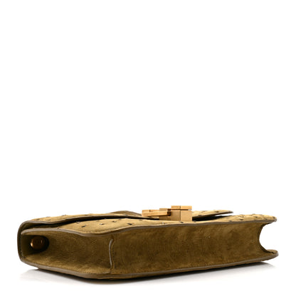 Saint Laurent Ostrich Carre Satchel Green 4 of 10