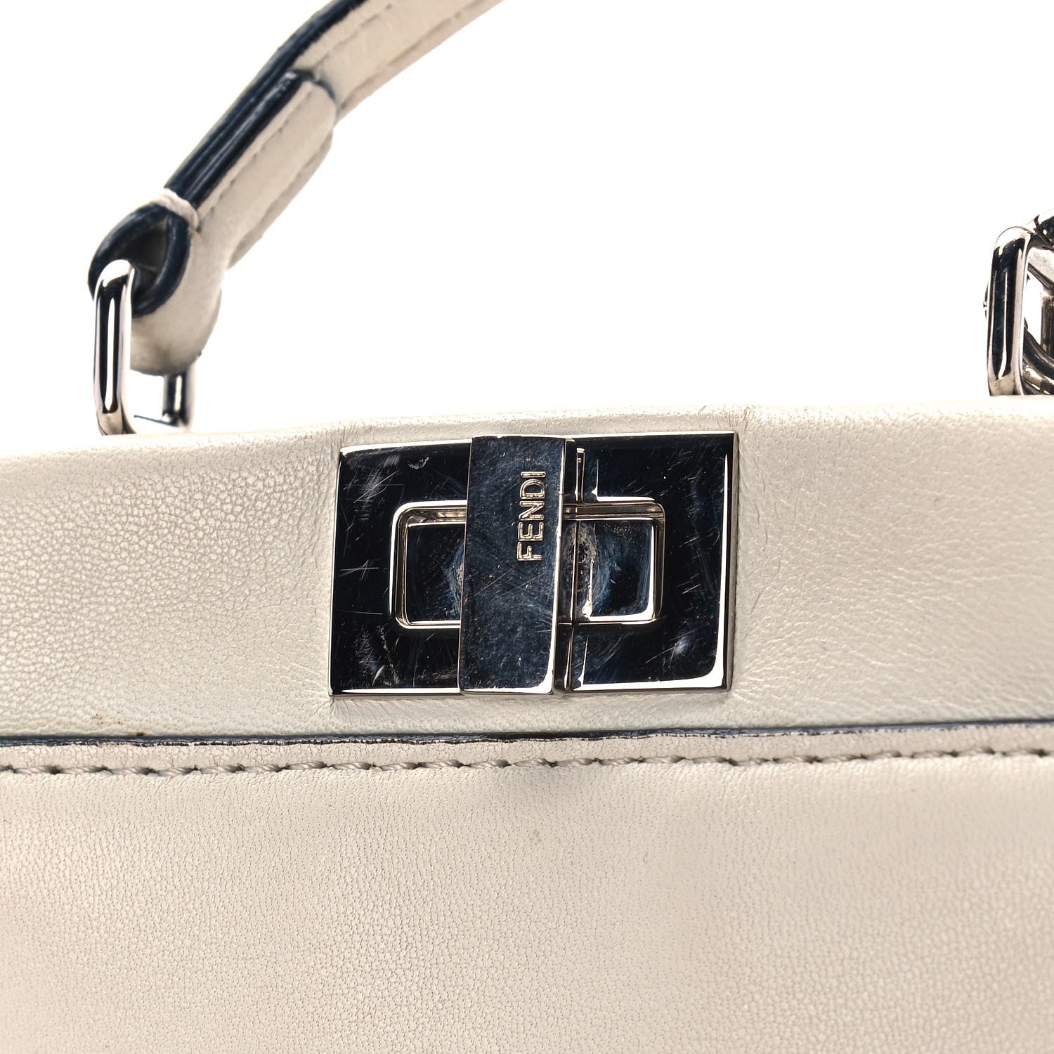 Fendi Shiny Nappa Micro Peekaboo Iconic Satchel White 15 of 15