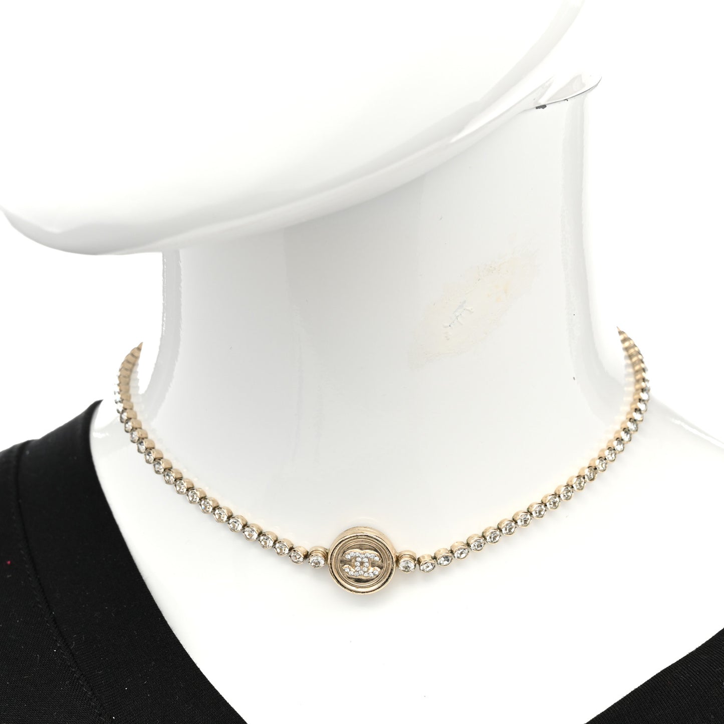 Crystal CC Chain Short Necklace Gold
