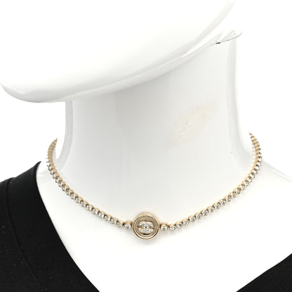 Chanel Crystal CC Chain Short Necklace Gold 2 of 8