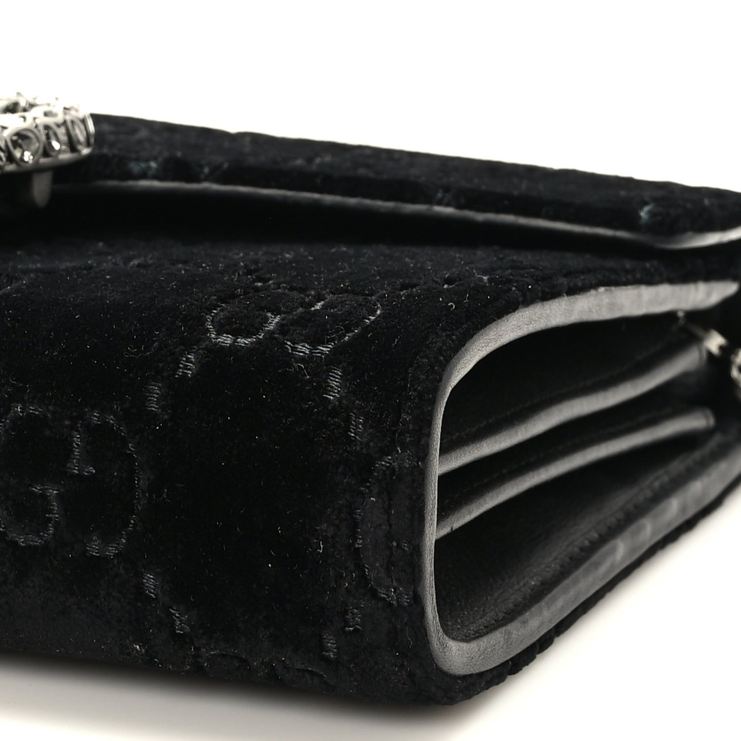 Velvet GG Monogram Mini Dionysus Chain Wallet Black