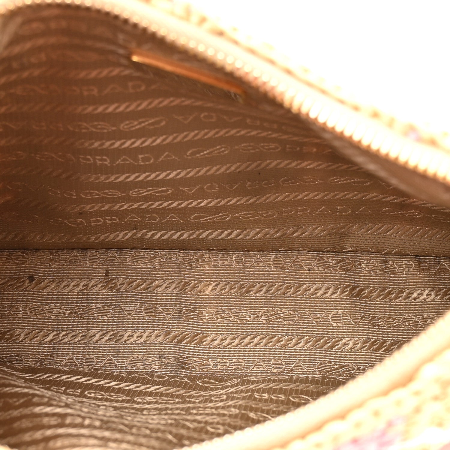 Prada Yarn Raffia Effect Crochet Striped Re-Edition 2005 Shoulder Bag Naturale Petalo 5 of 12