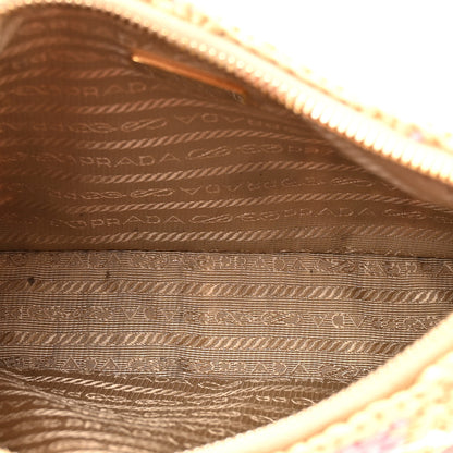 Prada Yarn Raffia Effect Crochet Striped Re-Edition 2005 Shoulder Bag Naturale Petalo 5 of 12