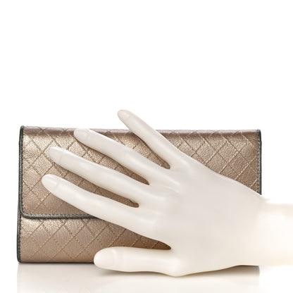 Chanel Metallic Calfskin Diamond Stitched Flap Wallet Gold 2 of 21