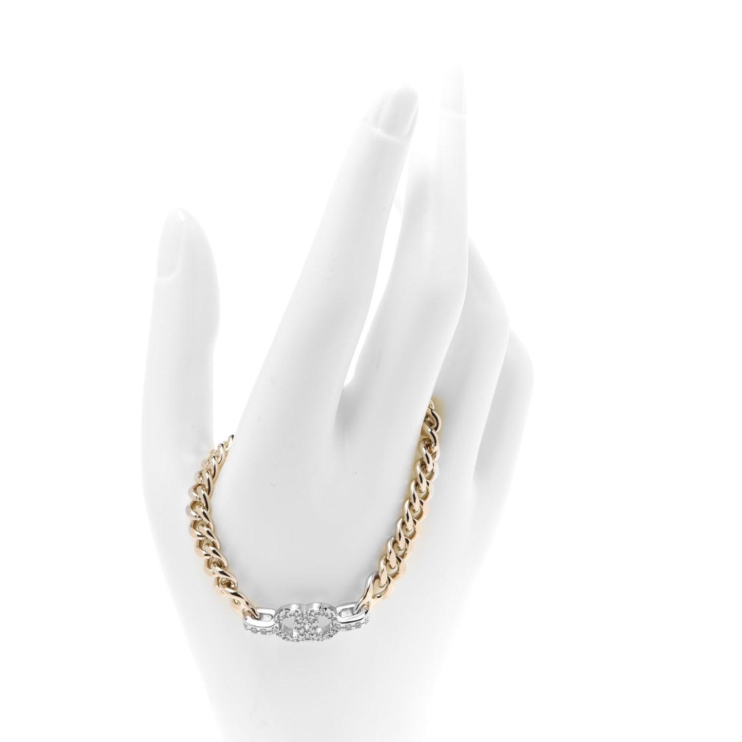 Crystal Chain CC Link Bracelet Gold Silver