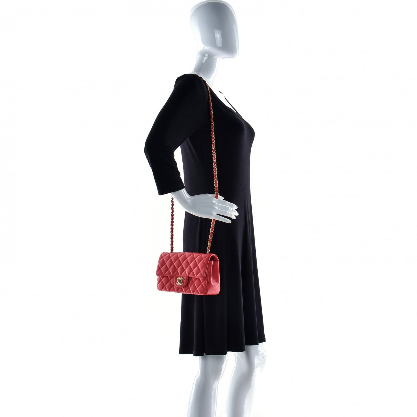 Lambskin Quilted Mini Rectangular Flap Red