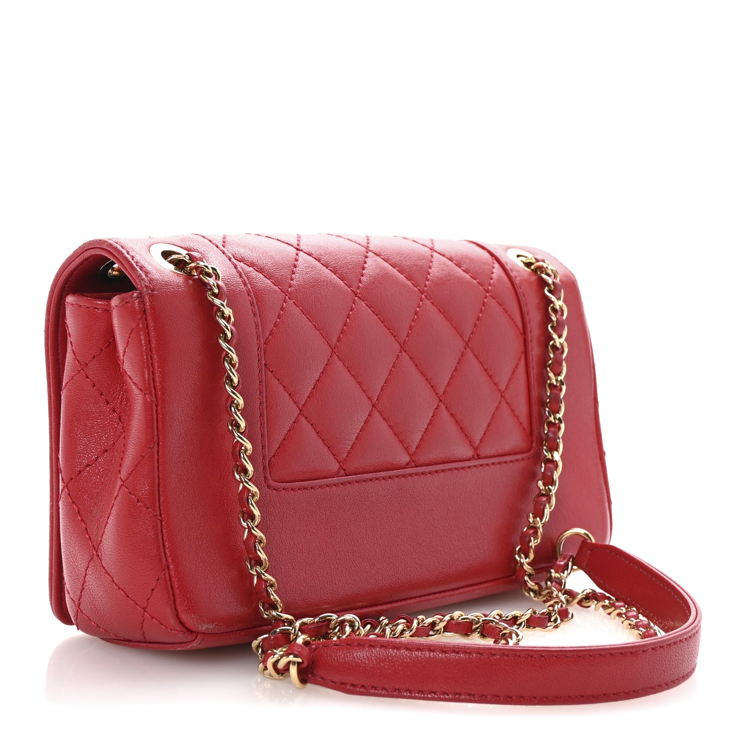 Chanel Sheepskin Quilted Medium Vintage Mademoiselle Flap Red 3 of 10