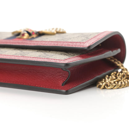 Gucci GG Supreme Monogram Web Queen Margaret Chain Wallet Red 9 of 10