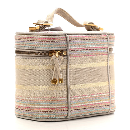 Christian Dior Canvas Embroidered Stripes Diortravel Vanity Case Multicolor 3 of 6