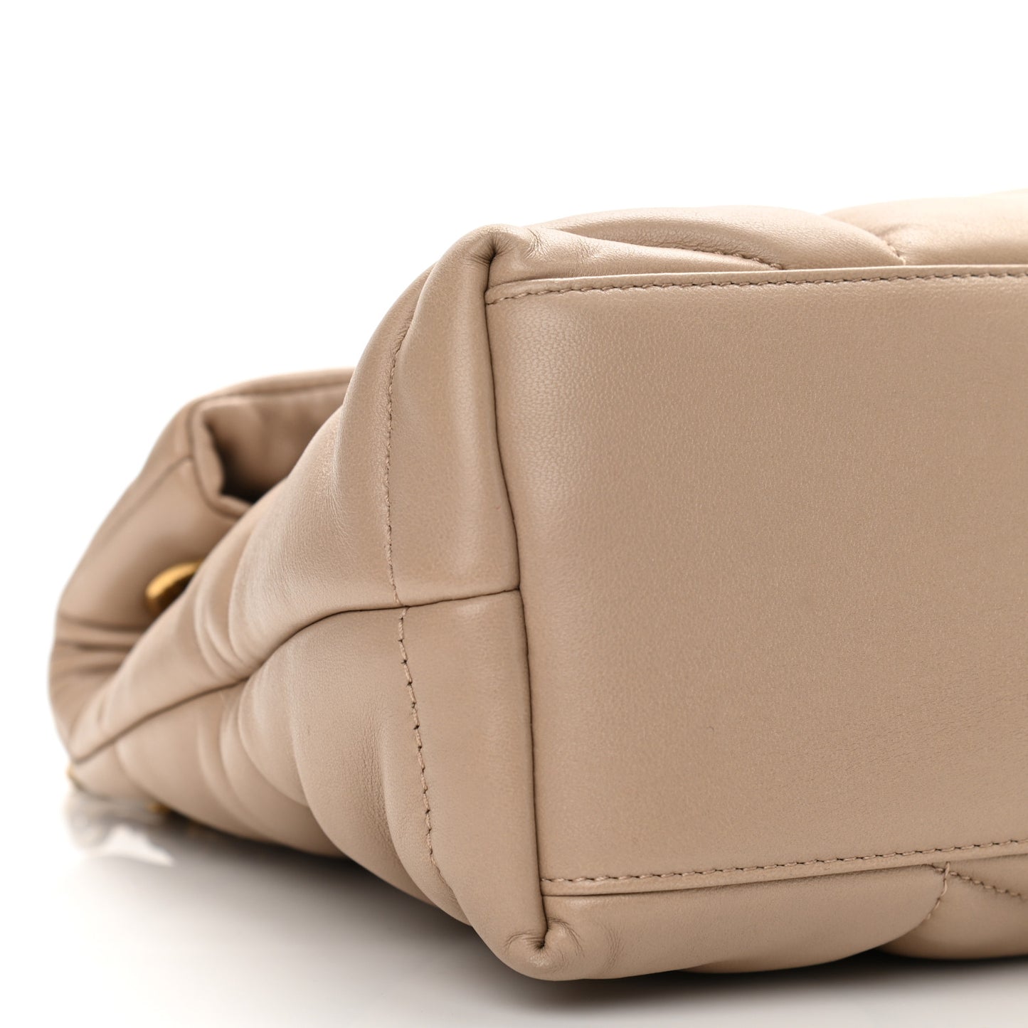 Lambskin Quilted Small Loulou Puffer Monogram Chain Satchel Dark Beige