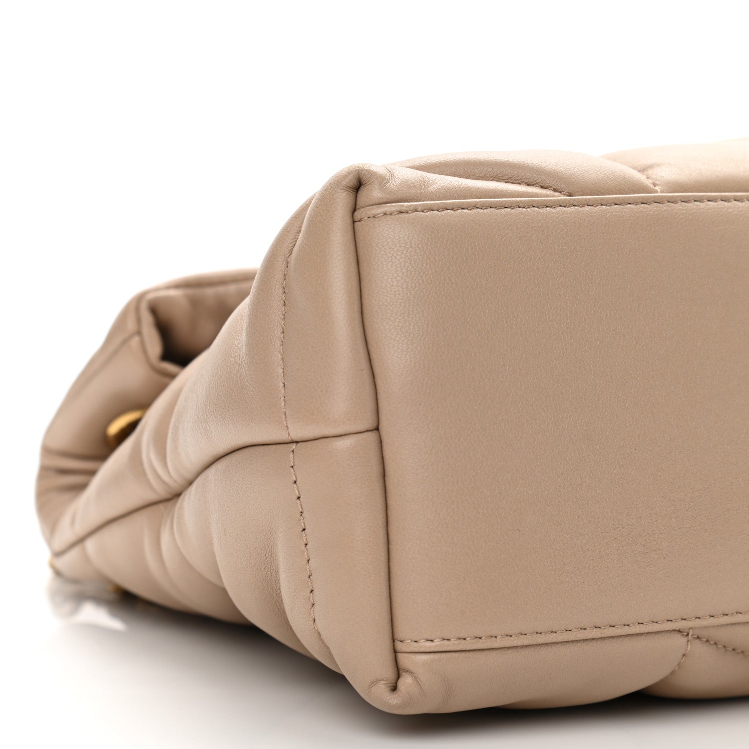 Saint Laurent Lambskin Quilted Small Loulou Puffer Monogram Chain Satchel Dark Beige 10 of 11
