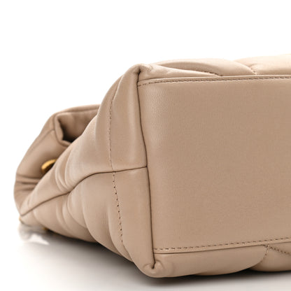 Saint Laurent Lambskin Quilted Small Loulou Puffer Monogram Chain Satchel Dark Beige 10 of 11