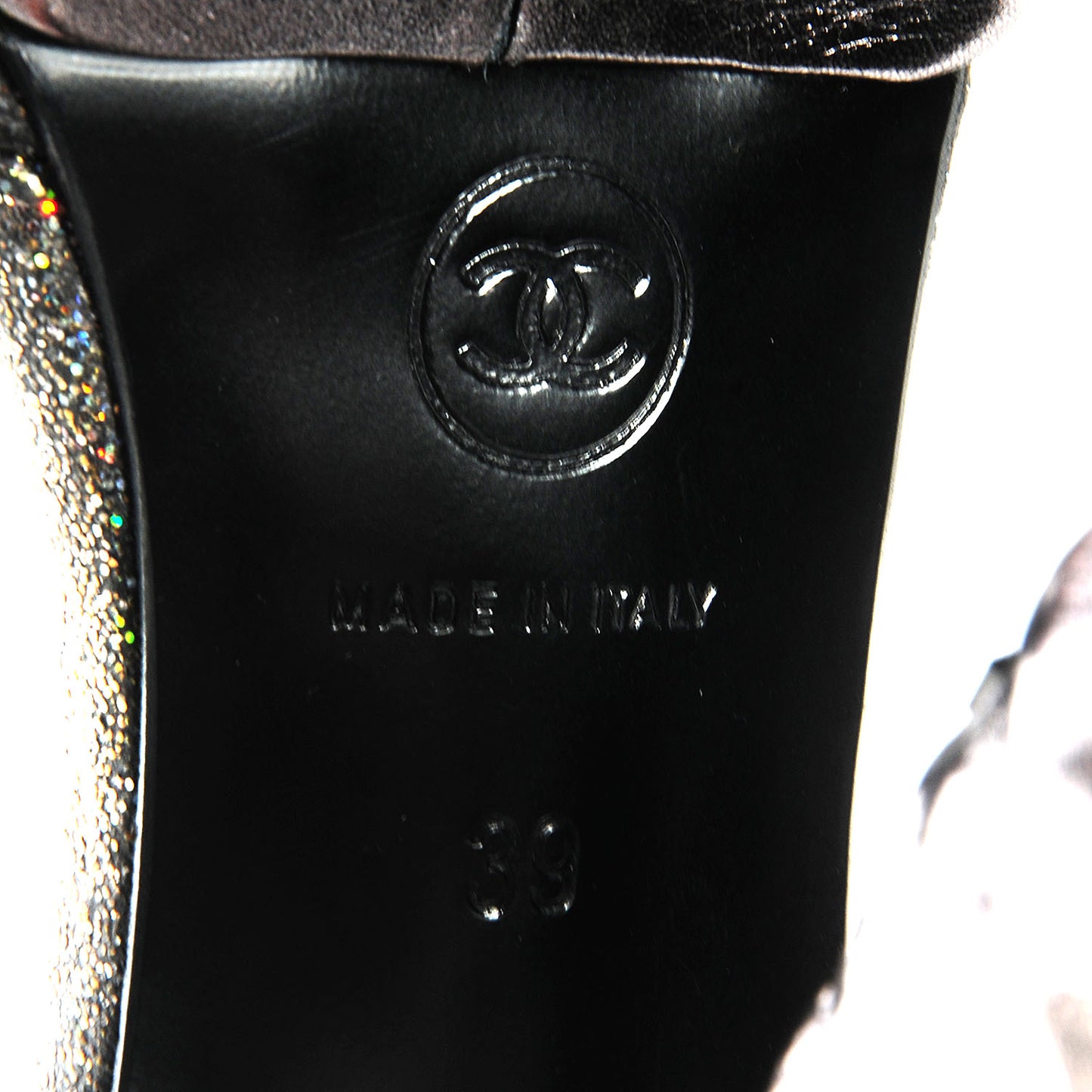 Sequined Goatskin Light Bulb Heels 39 Black