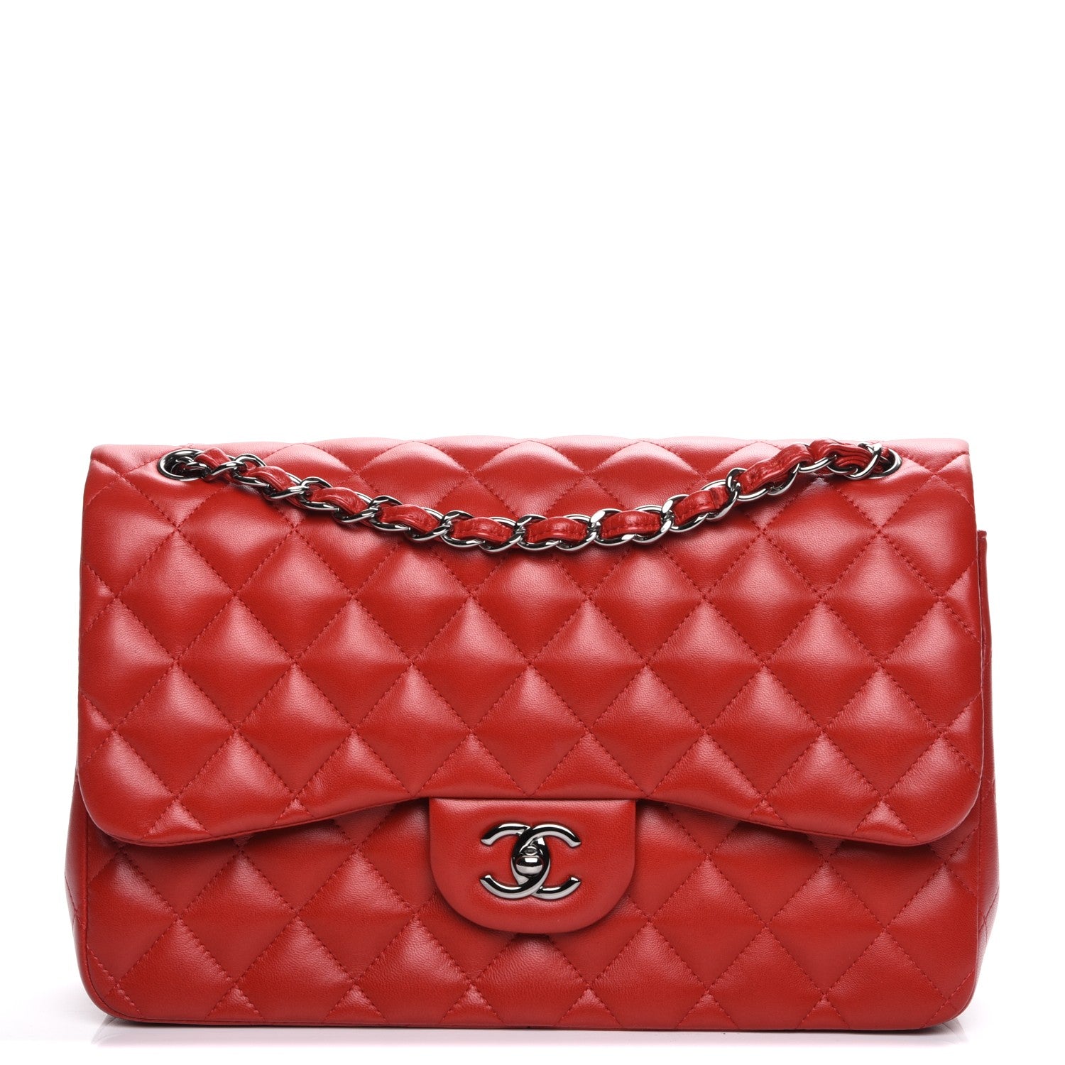Chanel Lambskin Quilted Jumbo Double Flap Red 1 of 8