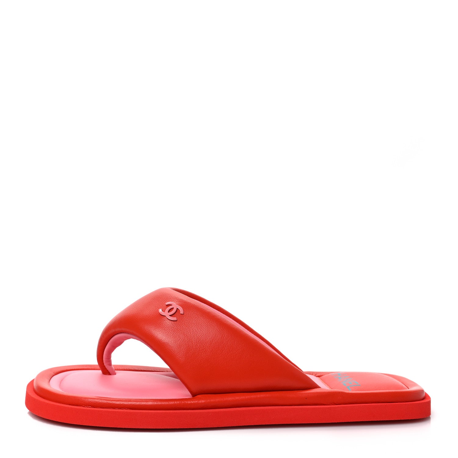 Chanel Lambskin Padded Pool Thong Sandals 38 Light 38 Red Pink 1 of 9