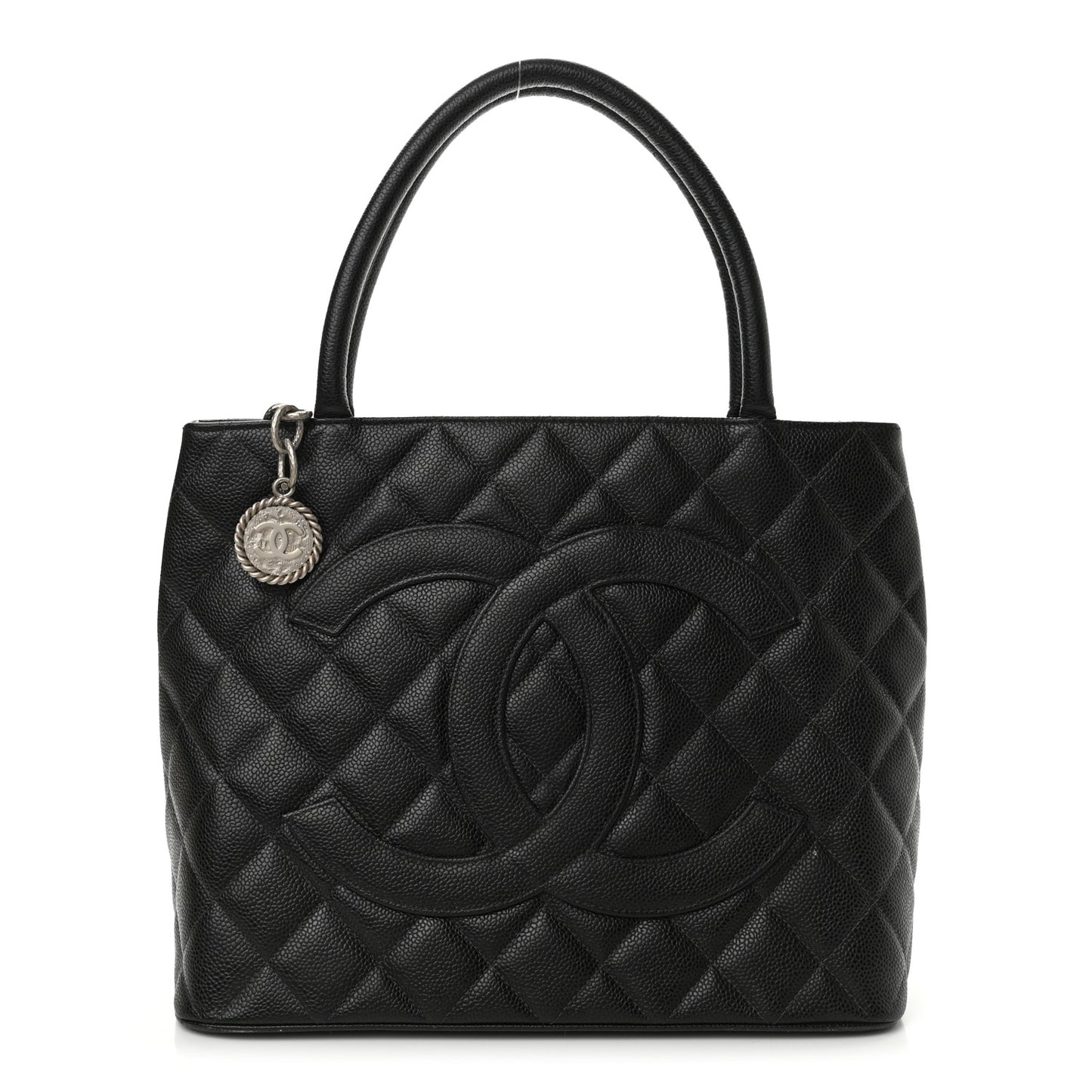 Caviar Quilted Medallion Tote Black
