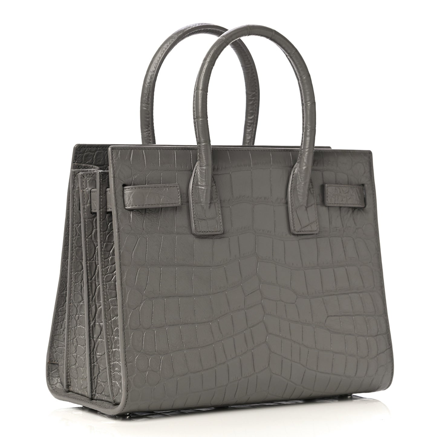 Calfskin Crocodile Embossed Baby Sac De Jour Fog