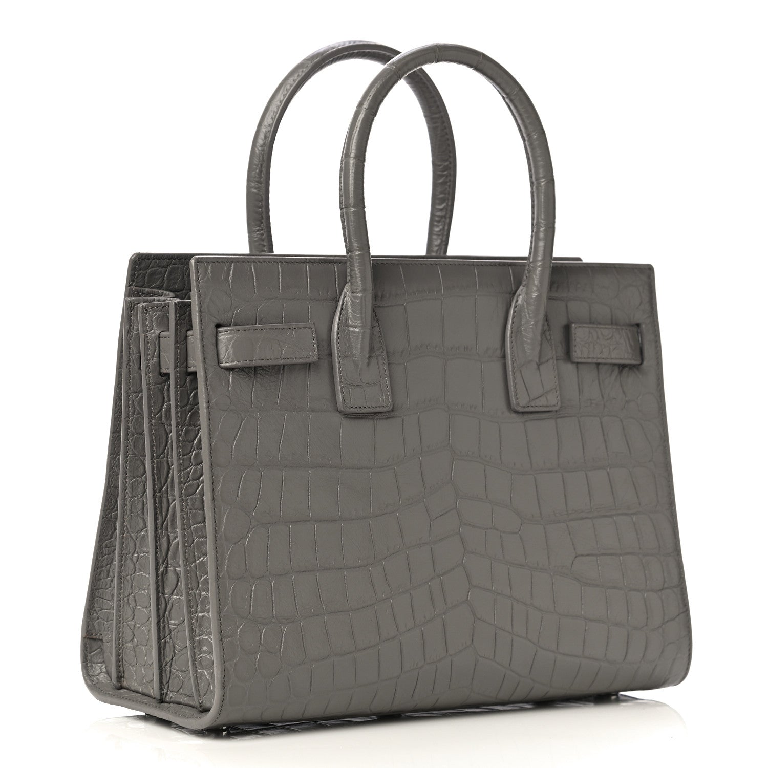 Saint Laurent Calfskin Crocodile Embossed Baby Sac De Jour Fog 3 of 10