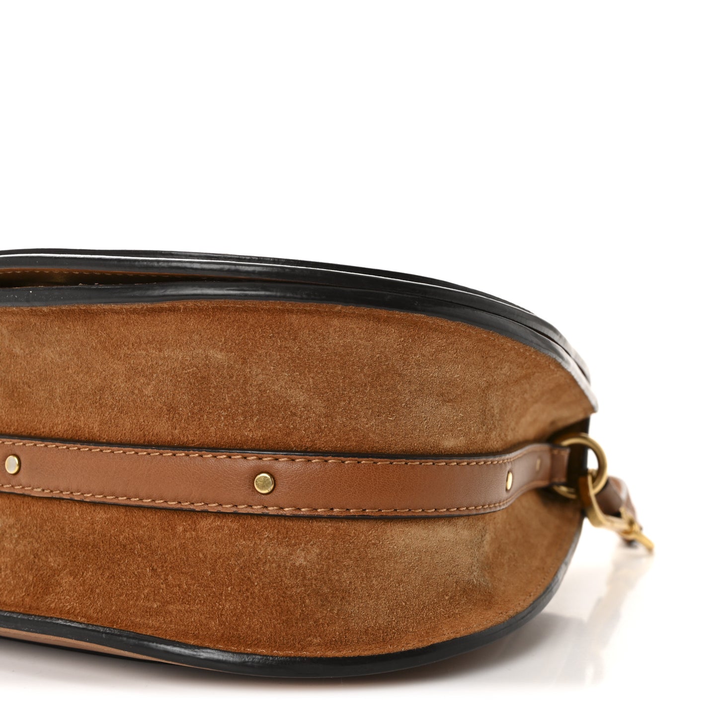 Calfskin Suede Medium Nile Bracelet Bag Caramel