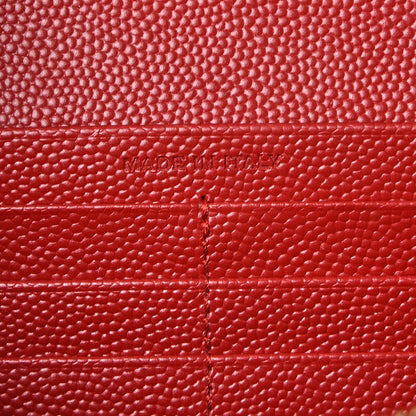 Saint Laurent Grain De Poudre Matelasse Chevron Monogram Flap Wallet Red 7 of 9