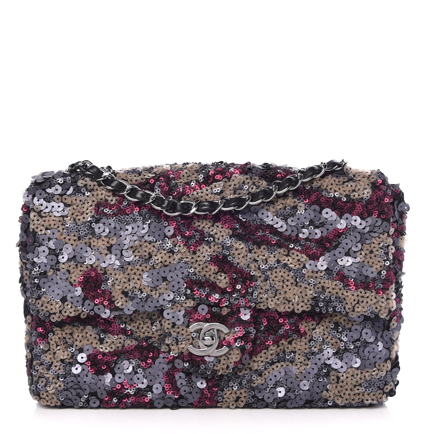 Sequin Medium Single Flap Anthracite Taupe Bordeaux