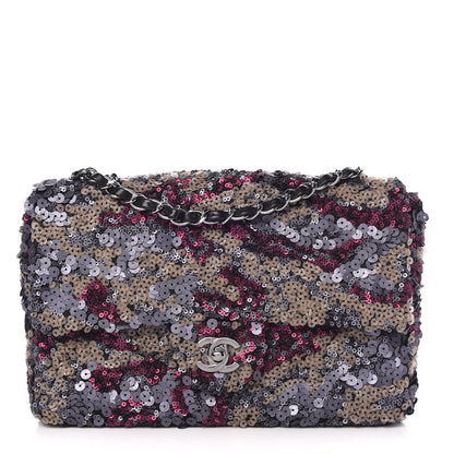 Chanel Sequin Medium Single Flap Anthracite Taupe Bordeaux 1 of 8