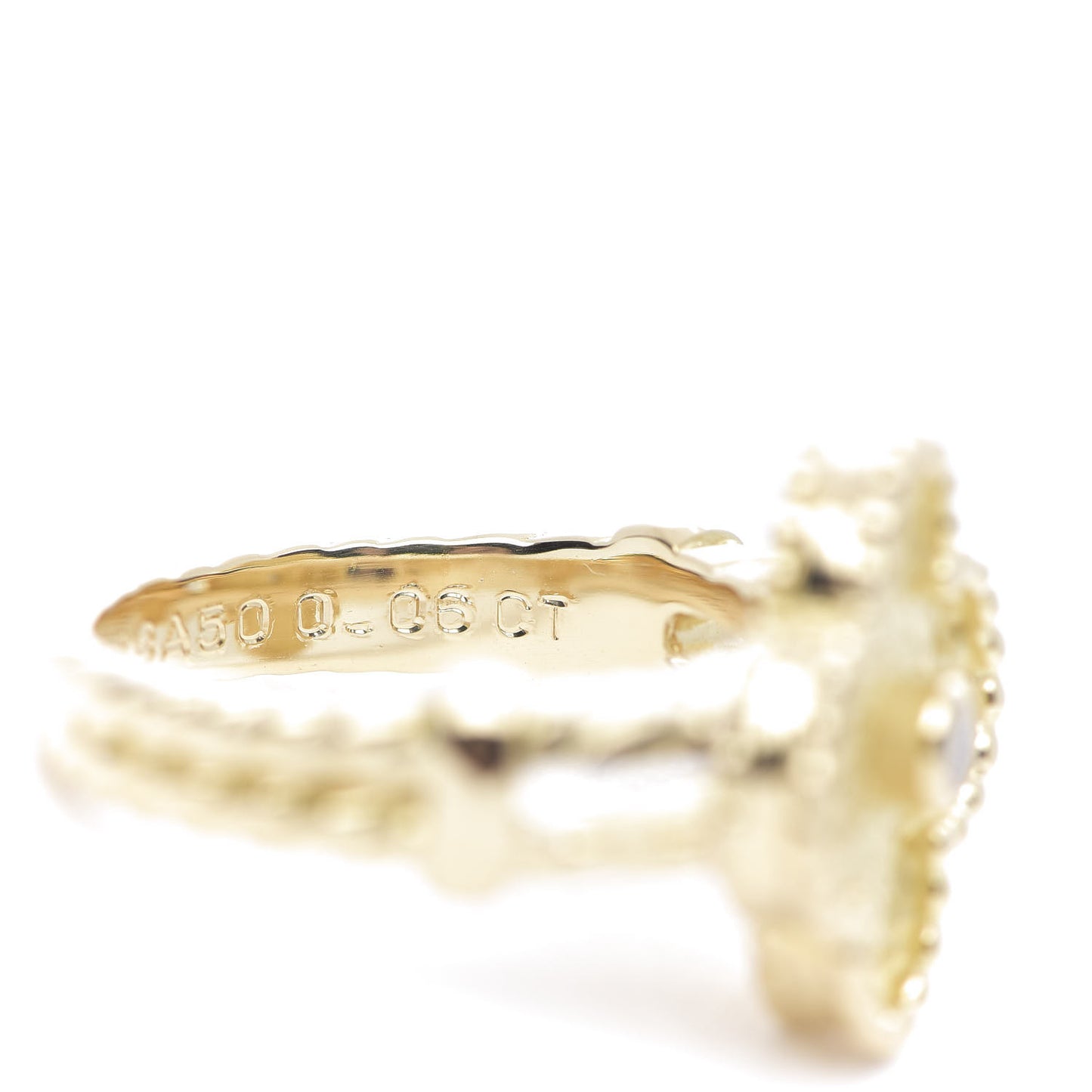 18K Yellow Gold Diamond Vintage Alhambra Ring 48 4.5